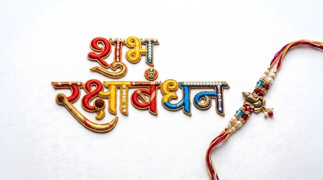Shubh Raksha Bandhan Hindi Calligraphy with Ganesha Rakhi