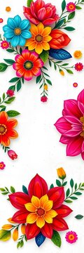 Vibrant Indian-inspired florals on a textured background, ||indian, floral