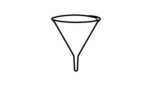 Funnel icon line art white background.