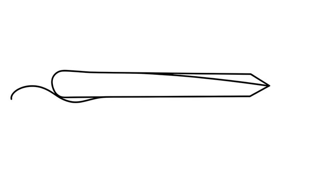 Simple black line art knife white background.