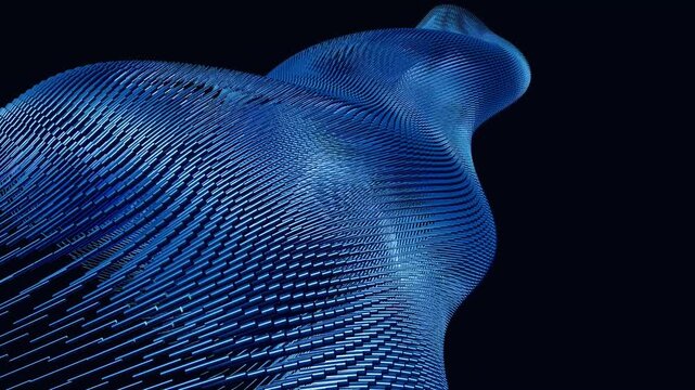 Abstract Fluid Blue Wave Wireframe Rendering for Futuristic Motion Graphics Animation Background