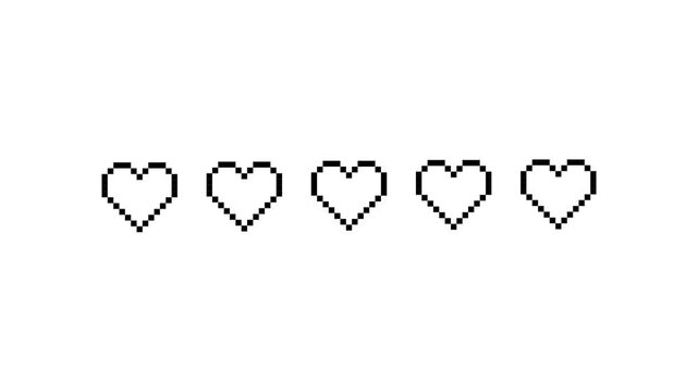 Red Pixel Heart Life Bar with Pulsating Depletion and Instant Regeneration Sequence in 4K video