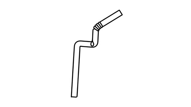 Bent drinking straw illustration on white background.