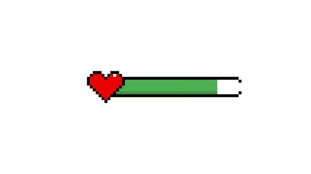 Pixelated Health Heart Motion Background with Loading Progress and Vitality Status in 4K video