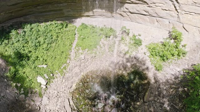 Tunnel Falls Waterfall and Limestone Gorge in Clifty Falls State Park Indiana