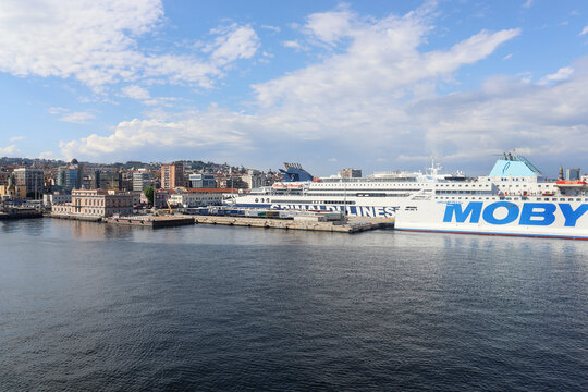 Naples, Italy on May 26, 2026. Port of Naples Harbor (Porto di Napoli) with Ferries and Cruise Ships in Italy.