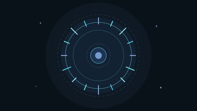 Futuristic HUD circular interface display with digital UI elements and high tech data visualization graphic