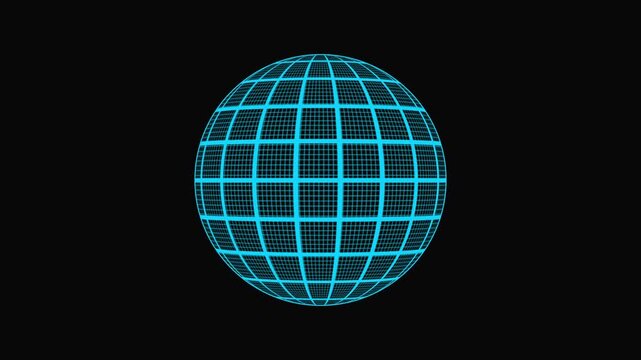 Animated globe model line icon. Earth satellite. Map of world. Abstract 3d rendering globe virtual planet Earth icon