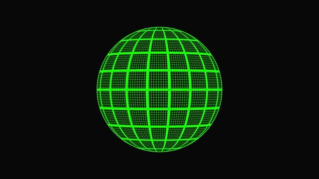 Animated globe model line icon. Earth satellite. Map of world. Abstract 3d rendering globe virtual planet Earth icon
