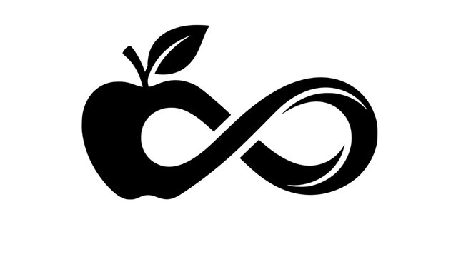 infinity symbol vector silhouette representing endless knowledge and learning isolated on white background