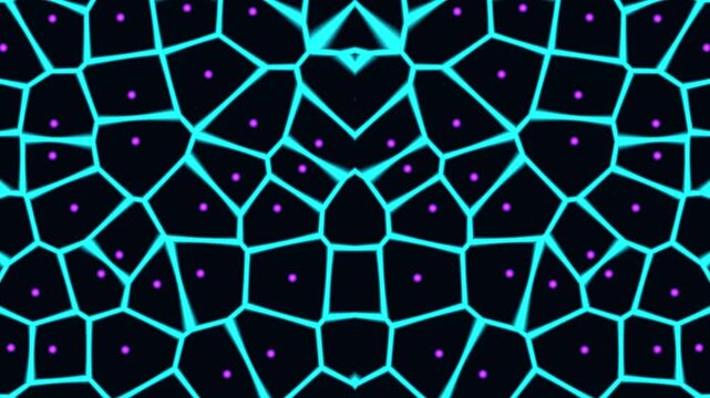 Futuristic Cyber Grid Network with Glowing Cyan Lines and Pulsating Magenta Particles
