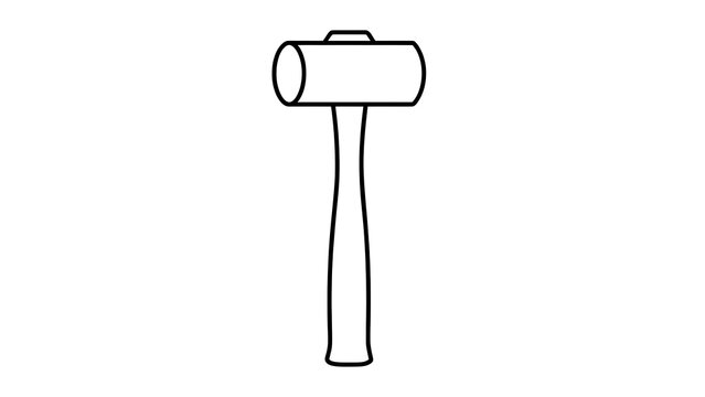 Black and white hammer illustration white background.