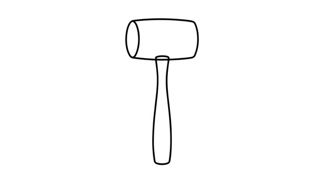 Simple black and white hammer illustration white background.