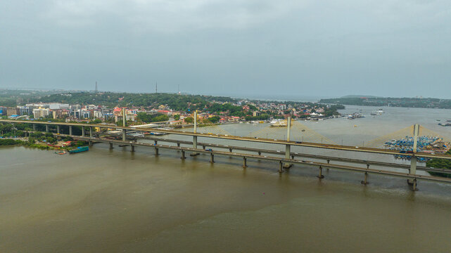 Atal Bridge, Panjim Goa aerial view
Drone view of Atal Bridge, Goa