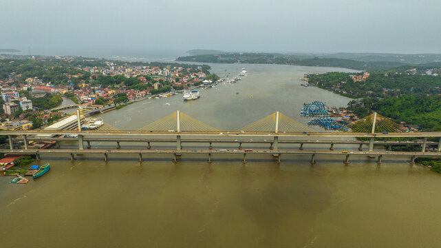 Atal Bridge over Mandovi River, Goa
Panjim Atal Bridge aerial view