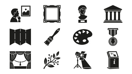 Fototapeta premium Set of museum and art gallery icons.