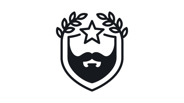 Bearded Man Shield Logo Icon