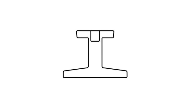 Minimalist T shaped symbol icon white background.