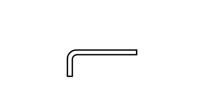 Simple black L shaped corner line white background.