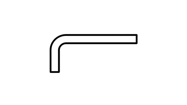 Simple black L shaped line icon white background.