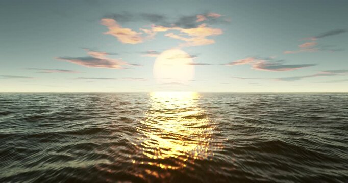 Beach and wave with sunset sky background. Nature and summer concept. 3d render.