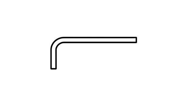 Simple black L shaped line icon white background.
