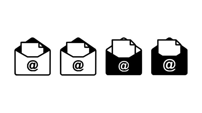 Envelope icons set with 2026 year symbol featuring mail, correspondence, communication with flat design and minimal style