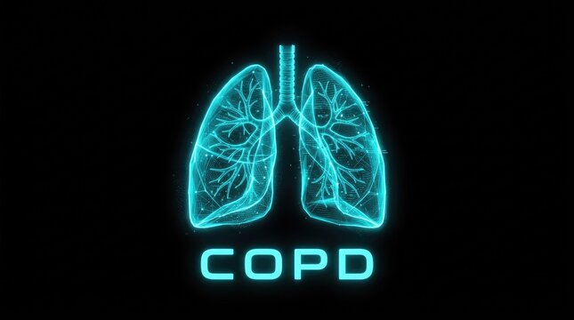 COPD medical concept with digital human lungs hologram. Chronic obstructive pulmonary disease illustration.