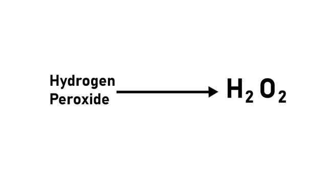 Hydrogen peroxide chemical formula h2 o2 animation on white background, h2o2 chemistry science