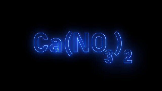 Calcium nitrate chemical formula neon sign glowing blue text animation chemistry science education