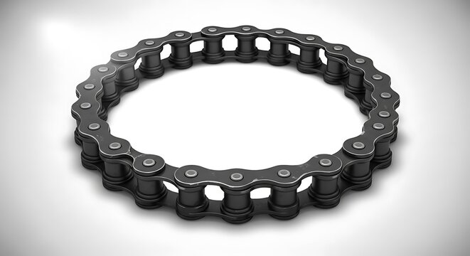 Industrial metal roller chain formed in a circular loop