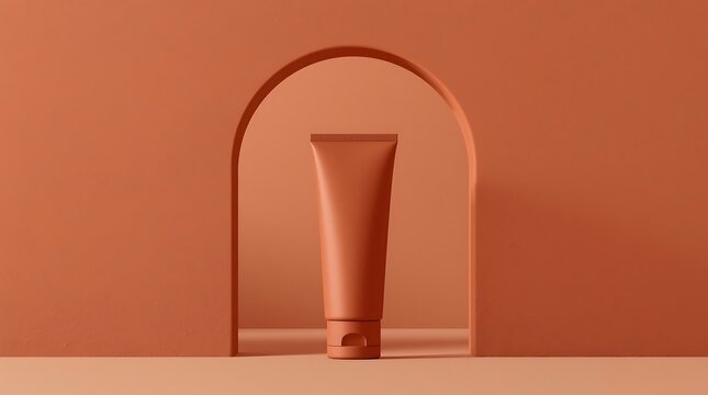 Minimalist Product Display of a Skincare Tube in an Archway.