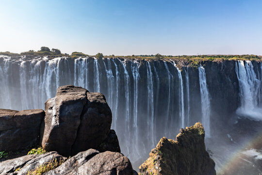 Closeup of the Victoria falls, on the Zimbabwe Zambia Border.