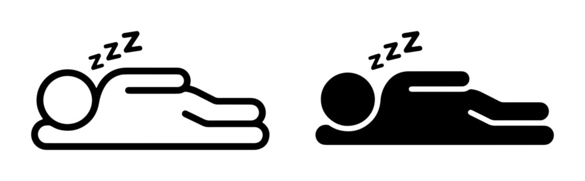 Sleeping Person Icons, Rest and Relaxation Symbols, Zzz Graphics, Vector Art for Sleep Concepts