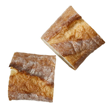 バゲット カットされた2切れの切り抜き フランスパン パン食材素材