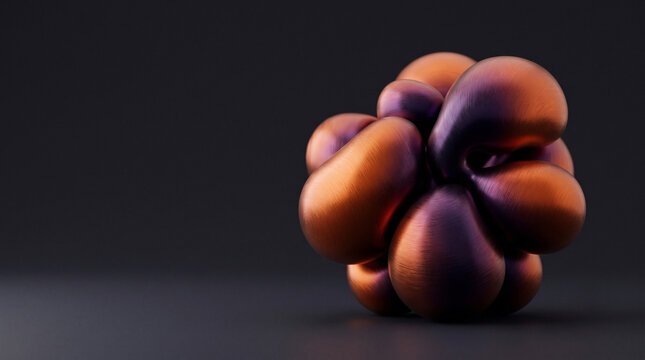 Render 3D abstracto de formas blandas entrelazadas en metal cepillado