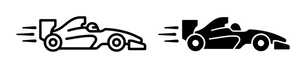 Fototapeta premium Formula 1 Racing Car Icons, Speeding Sports Vehicle Vector Graphics, Motorsport Competition Symbols