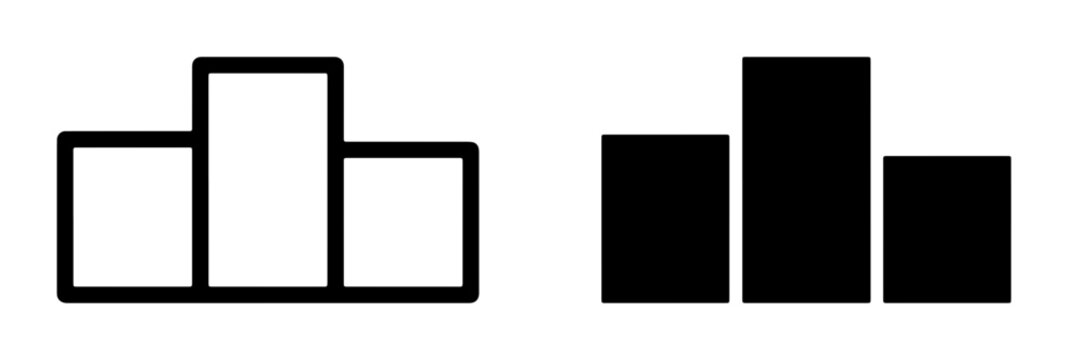 Podium Icons: Gold, Silver, Bronze Award Tiers, Winner's Circle, First Place Trophy, Competition Ranking, Achievement Symbol, Vector Graphics
