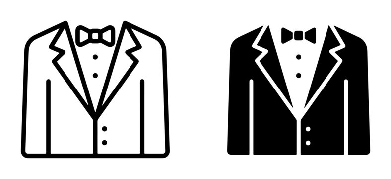 Tuxedo Icons, Formal Wear Vector Set, Black Tie Attire Graphics, Elegant Suit Illustrations for Events