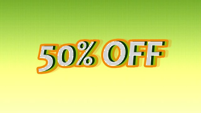 50 percent off sale text graphic with dot pattern texture on gradient background discount fifty promotion retail commerce discount fifty promotion retail commerce