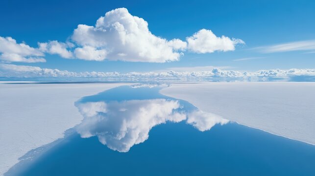 Winding View of Reflective Salt Flats After Recent Rainfall