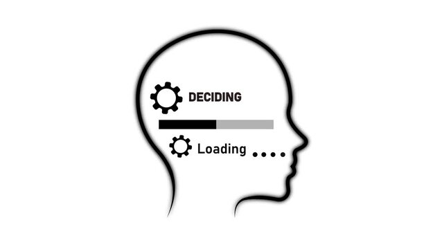 Human mind decision making process concept with loading progress bar and gear brain psychology