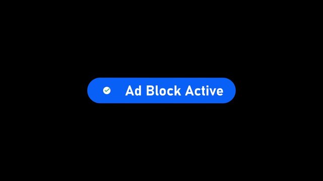 Ad block active notification ui animation for web browser security and privacy protection adblocker popup