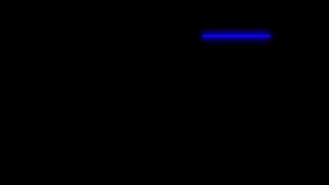 Minimalist blue glowing neon letter L on dark black background