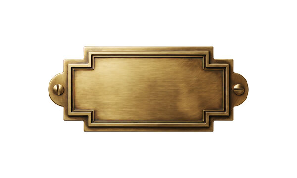 Steampunk Style Engravable Gold Plaque with Stepped Border Frame, png
