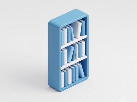 3D isometric bookshelf with various books on shelves three dimensional shelf unit knowledge base