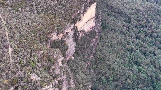 Aerial View of Sandstone Cliffs and Eucalyptus Forest at Wentworth Falls