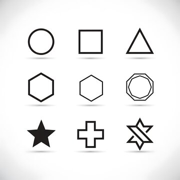 Set of black geometric shapes on a white background