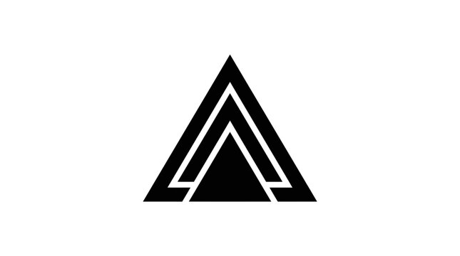 Abstract nested triple triangle mountain icon.
