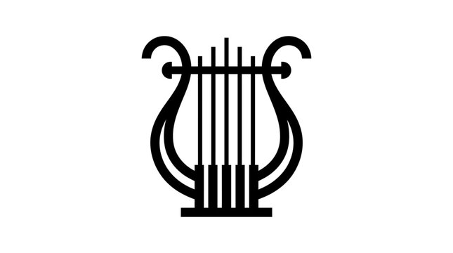 Ancient Greek lyre musical instrument line art icon